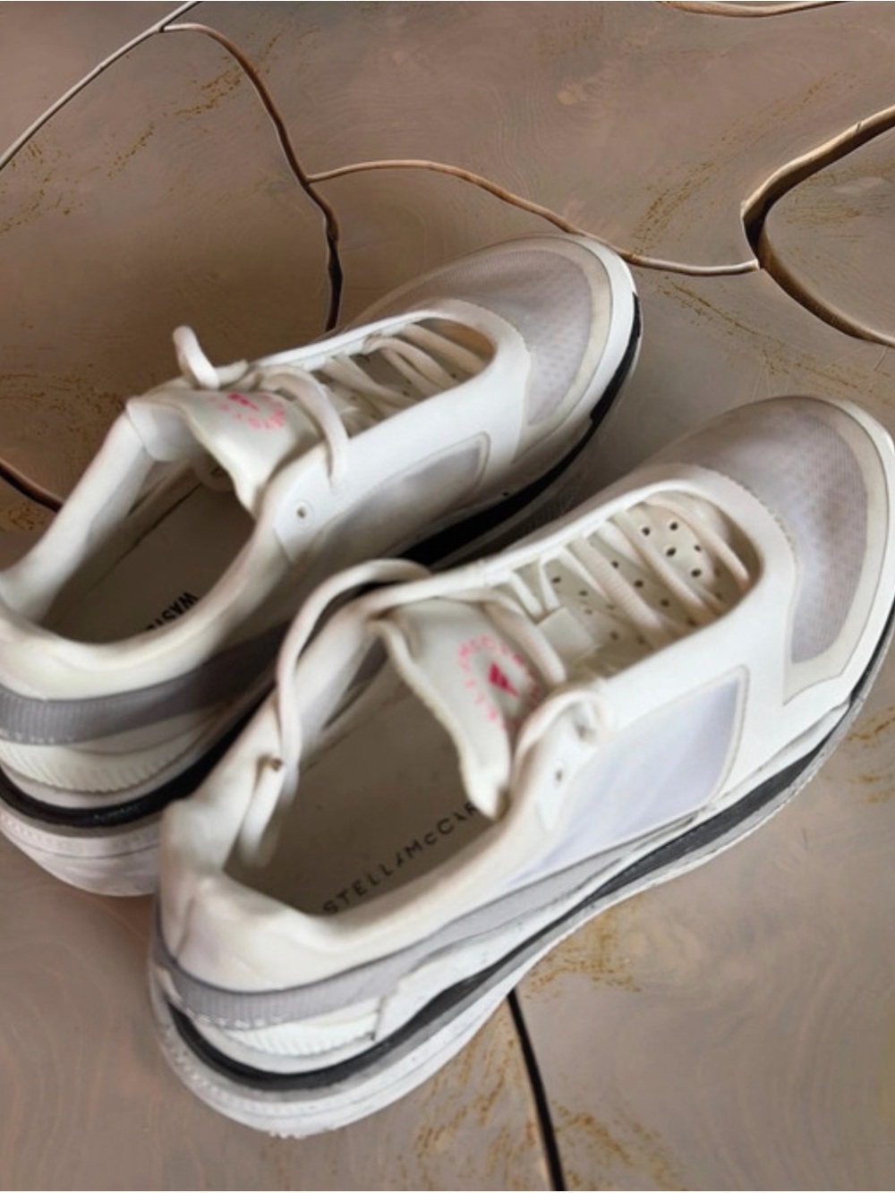 Stella McCartney Men's White and Light Gray Platform Sneakers